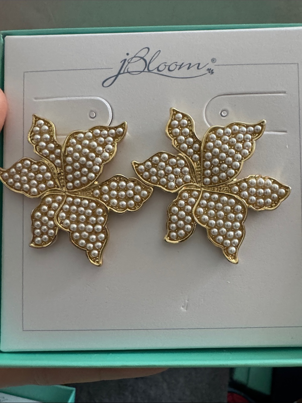 bloom Gold Floral Pearl Cluster Earrings